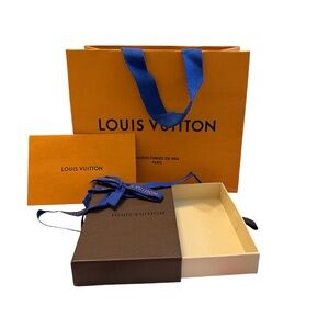 Louis Vuitton LV Small Brown Gift Box Set Ribbon Bag 3.5x5.5 Authentic